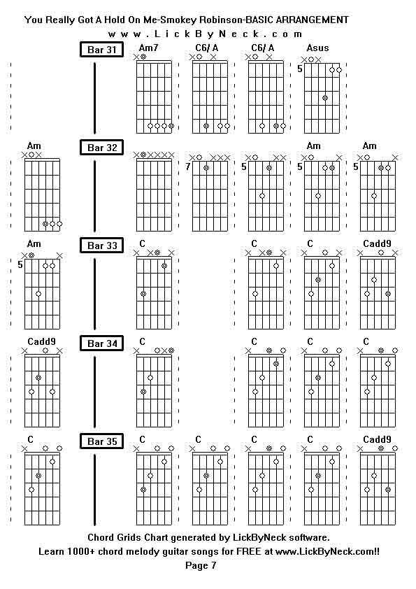 Chord Grids Chart of chord melody fingerstyle guitar song-You Really Got A Hold On Me-Smokey Robinson-BASIC ARRANGEMENT,generated by LickByNeck software.